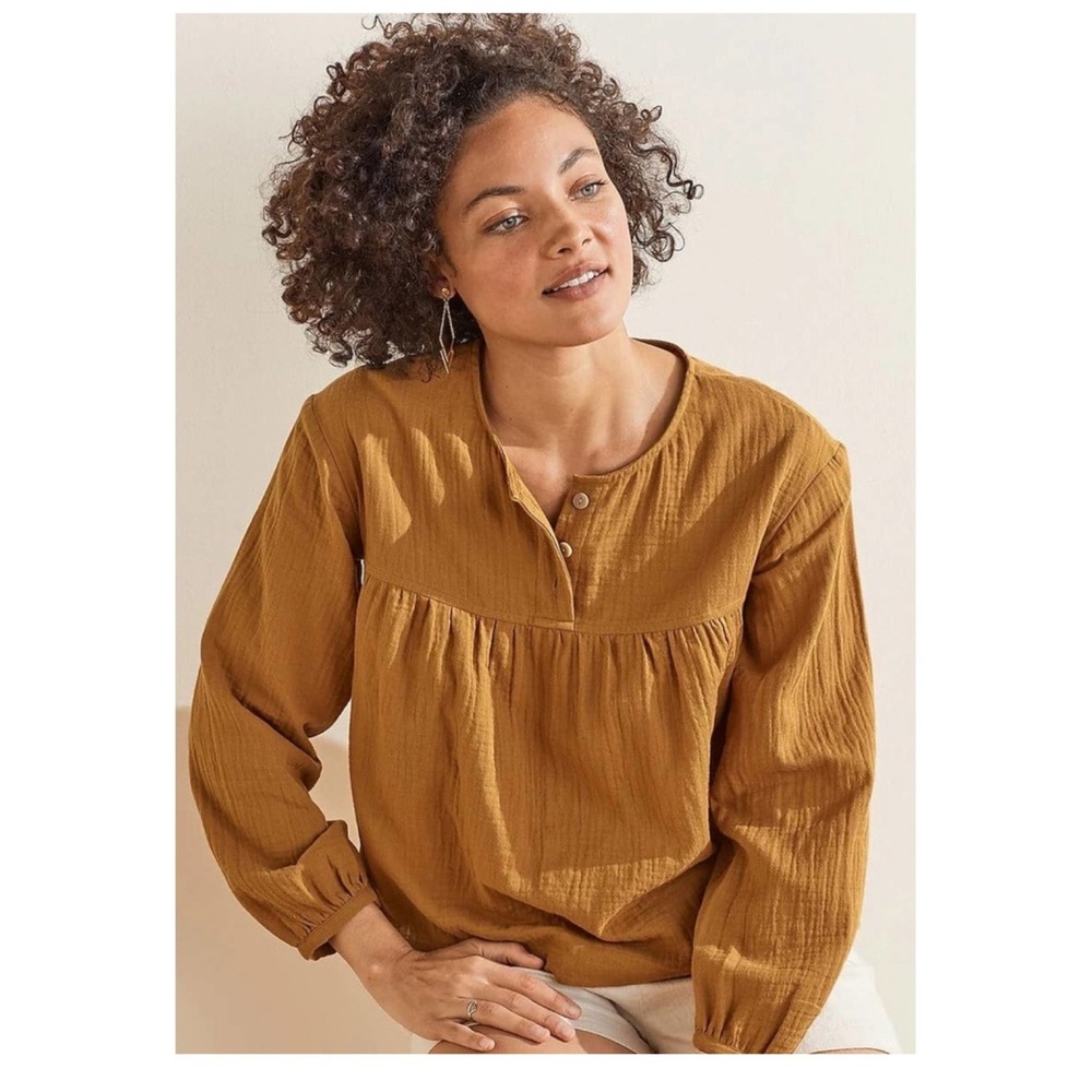 UpWest Henley Swing Gauze Bohemian Blouse Women's XS Lightweight